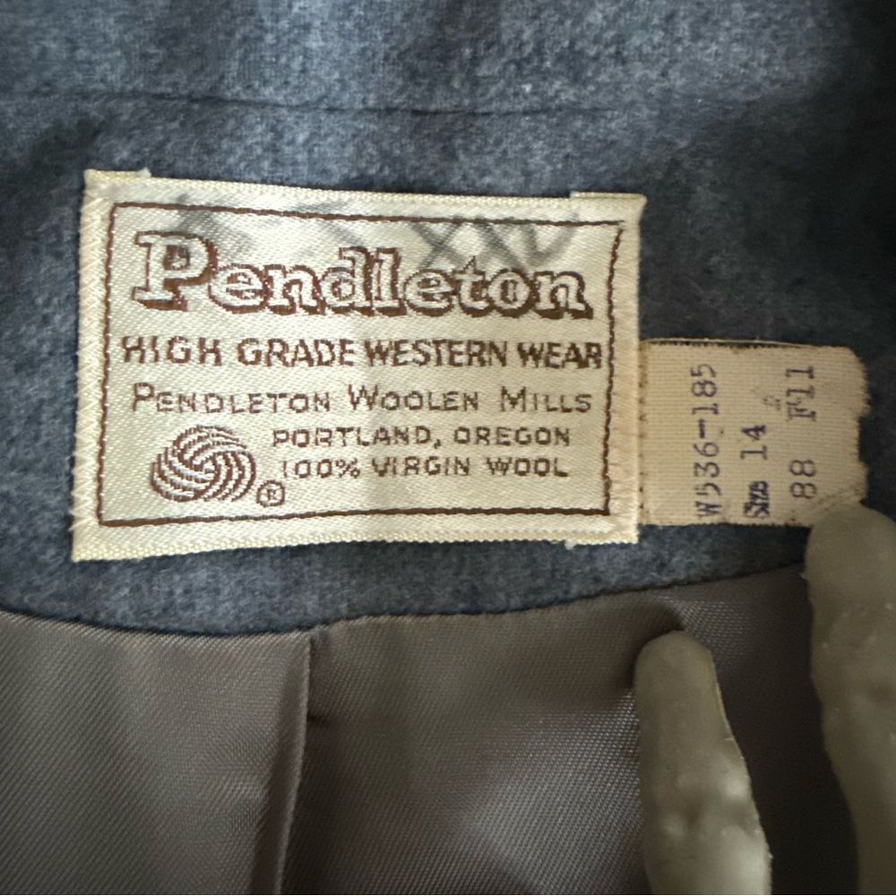 Vintage 70s Pendleton Gray Wool Lined Blazer High Grade Western Wear ~ Size L - Picture 6 of 9